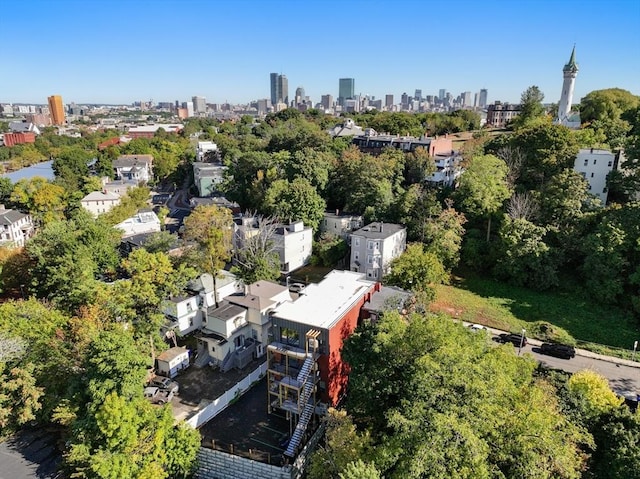 drone / aerial view with a city view