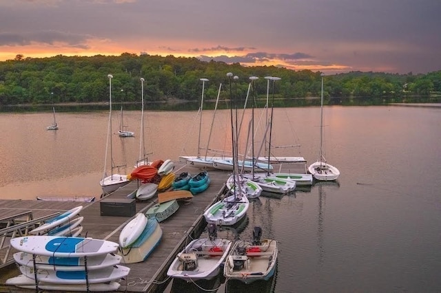 view of dock featuring a water view