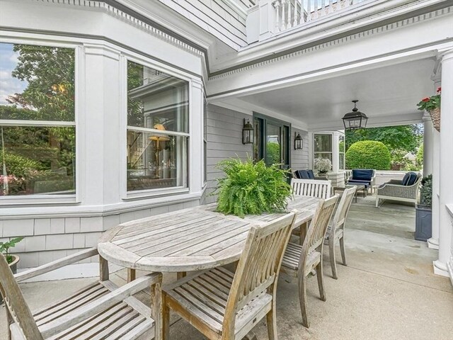 5 Stratford Rd, Winchester, MA 01890 - view of patio featuring outdoor dining space and an outdoor hangout area