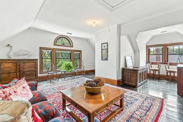 5 Stratford Rd, Winchester, MA 01890 - living area featuring lofted ceiling, hardwood / wood-style flooring, and baseboards