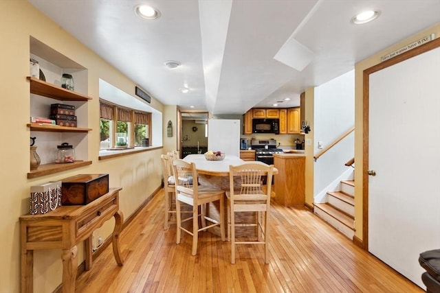 12 Clarner Rd, Lynn, MA 01904 - dining space with light wood-type flooring, stairway, and recessed lighting