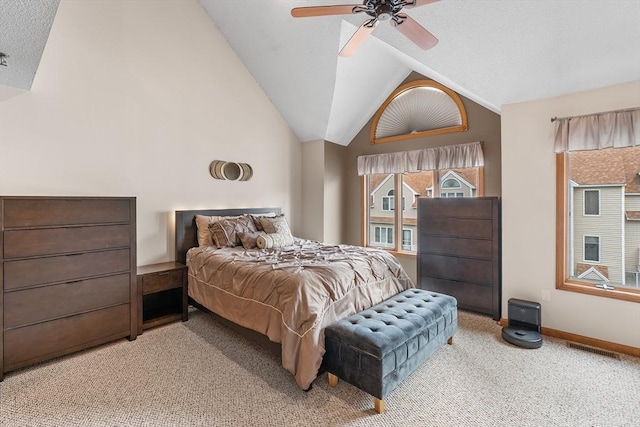 36 Tobey Rd Unit 25, Dracut, MA 01826 - bedroom with light colored carpet, vaulted ceiling, baseboards, and a ceiling fan
