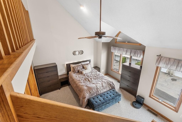 36 Tobey Rd Unit 25, Dracut, MA 01826 - bedroom featuring carpet flooring, vaulted ceiling, baseboards, and ceiling fan