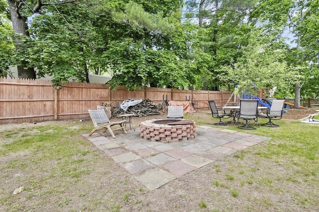 114 Linebrook Rd, Ipswich, MA 01938 - view of patio featuring a fire pit