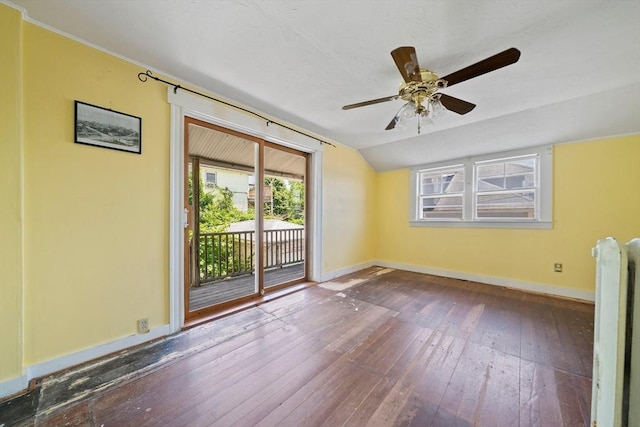 2 Eastern Ave, Hull, MA 02045 - spare room featuring hardwood / wood-style flooring, vaulted ceiling, and ceiling fan