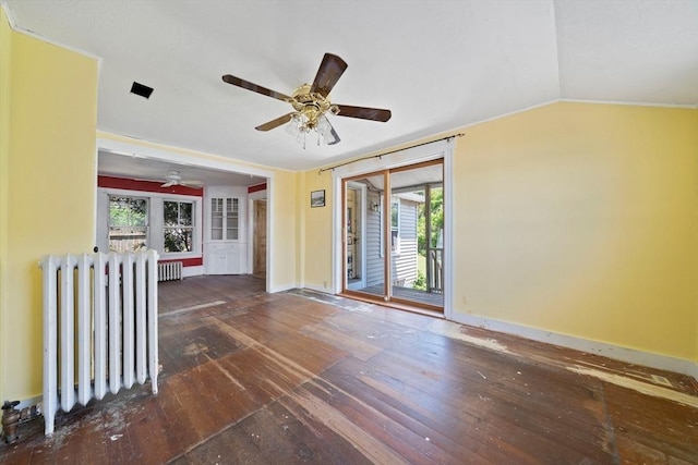 2 Eastern Ave, Hull, MA 02045 - spare room with radiator, hardwood / wood-style floors, a ceiling fan, and lofted ceiling