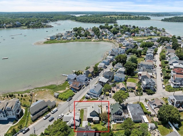 2 Eastern Ave, Hull, MA 02045 - aerial perspective of suburban area featuring property boundaries highlighted and a nearby body of water