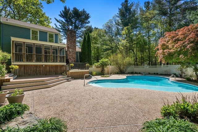 48 Pine Hill Dr, Walpole, MA 02081 - view of swimming pool featuring a patio, a fenced backyard, and a deck