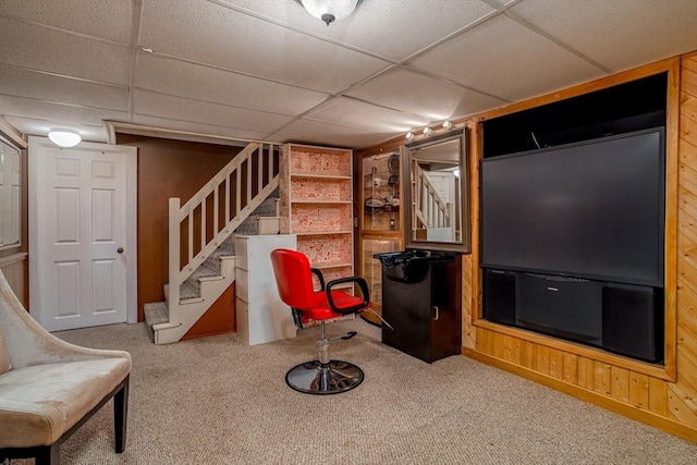 80 Andover, Peabody, MA 01960 - interior space with carpet floors, a drop ceiling, and stairs