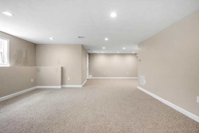 233A Green St, Boylston, MA 01505 - below grade area with recessed lighting, light carpet, and baseboards