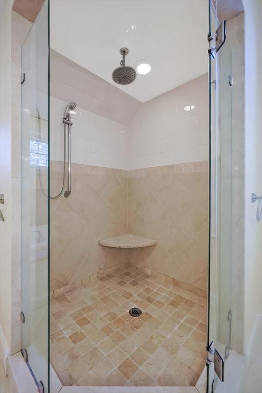 bathroom featuring a stall shower