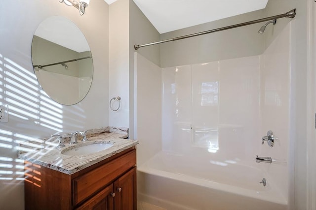 full bath featuring bathtub / shower combination and vanity