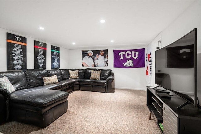 267 W St, Northborough, MA 01532 - living area featuring recessed lighting, carpet floors, and baseboards