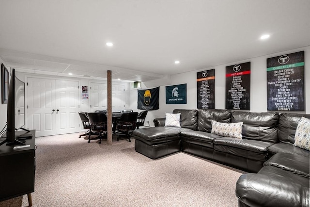 267 W St, Northborough, MA 01532 - carpeted living area featuring recessed lighting