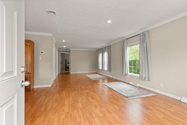 18 Skyview Dr, Brockton, MA 02301 - empty room featuring light wood finished floors, baseboards, recessed lighting, and ornamental molding