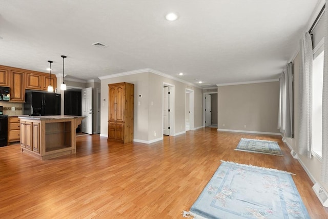 18 Skyview Dr, Brockton, MA 02301 - unfurnished living room with recessed lighting, light wood-style floors, baseboards, and crown molding