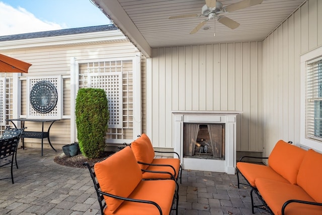 view of patio / terrace with an outdoor hangout area and ceiling fan