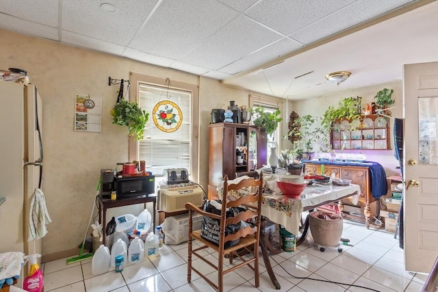 222-R Kimball St, Fitchburg, MA 01420 - tiled dining area with a drop ceiling