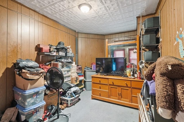 222-R Kimball St, Fitchburg, MA 01420 - carpeted bedroom featuring an ornate ceiling and wooden walls