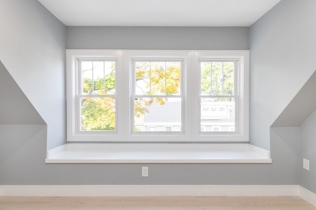 bonus room featuring light hardwood / wood-style flooring and plenty of natural light