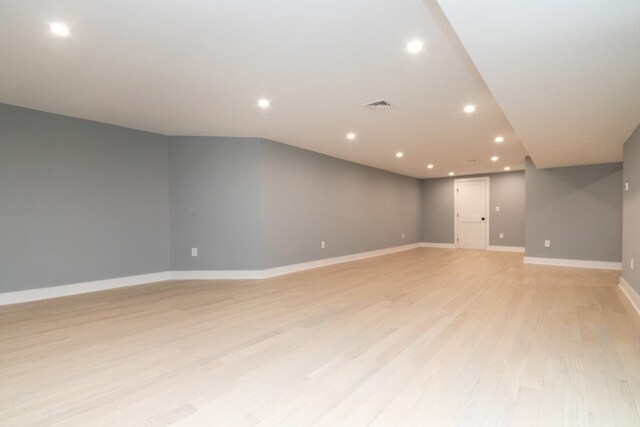 interior space with light hardwood / wood-style floors