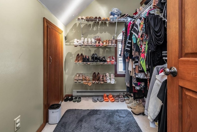 spacious closet with vaulted ceiling