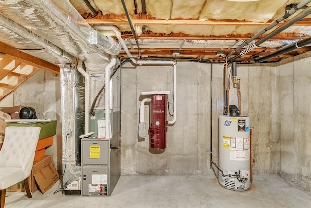 utilities featuring gas water heater and heating unit