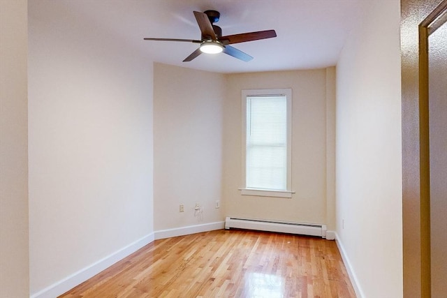 2 Waumbeck St, Boston, MA 02121 - empty room with light wood-type flooring, a baseboard heating unit, and ceiling fan
