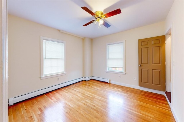 2 Waumbeck St, Boston, MA 02121 - empty room with ceiling fan, light hardwood / wood-style flooring, and a baseboard radiator