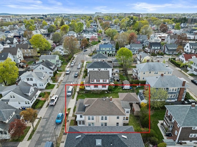 252-256 Billings St, Quincy, MA 02169 - aerial view of residential area with property parcel outlined