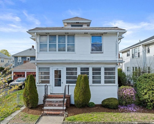 252-256 Billings St, Quincy, MA 02169 - american foursquare style home with entry steps and fence