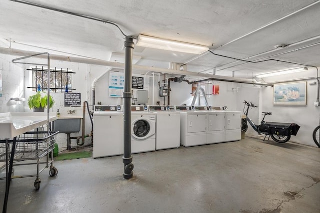 basement featuring separate washer and dryer