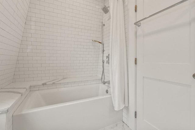 14 Grand View Ave, Somerville, MA 02143 - full bath with shower / bath combo and marble look tiles