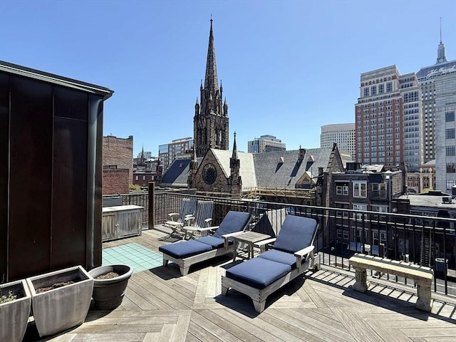 deck featuring a view of skyline