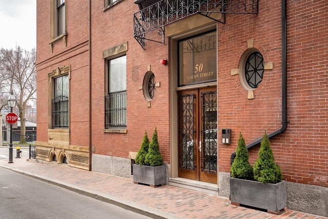 property entrance with french doors