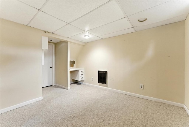 205 Mosier St, South Hadley, MA 01075 - finished basement featuring carpet, a paneled ceiling, and heating unit