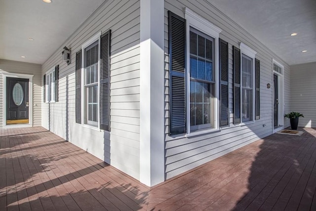 wooden terrace featuring a porch