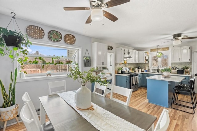 dining space featuring plenty of natural light and light wood-style floors