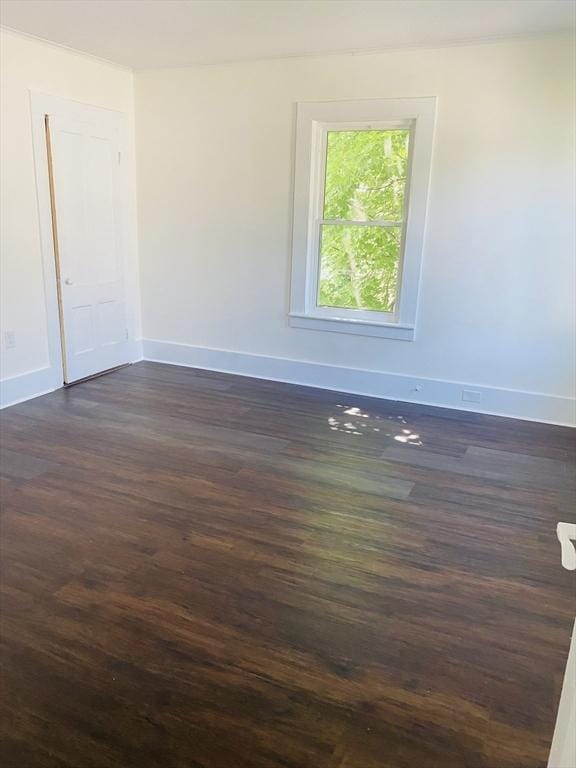 spare room with dark hardwood / wood-style flooring