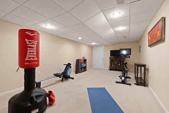 51 Fox Run Rd, Sudbury, MA 01776 - workout room featuring carpet floors and recessed lighting