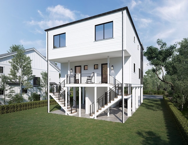 back of house featuring a yard and a patio