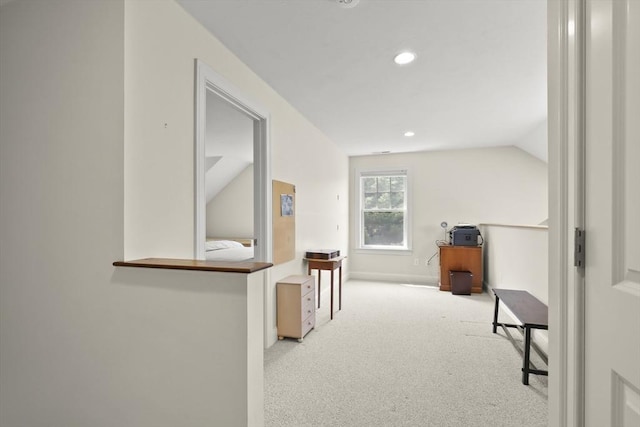 21 Pine St Unit 1A, Falmouth, MA 02556 - hall featuring carpet floors, vaulted ceiling, and recessed lighting