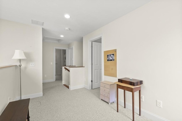 21 Pine St Unit 1A, Falmouth, MA 02556 - hallway featuring attic access, carpet flooring, and recessed lighting