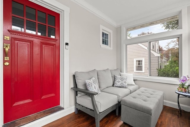 338 Forest St, Arlington, MA 02474 - living area with crown molding and wood finished floors