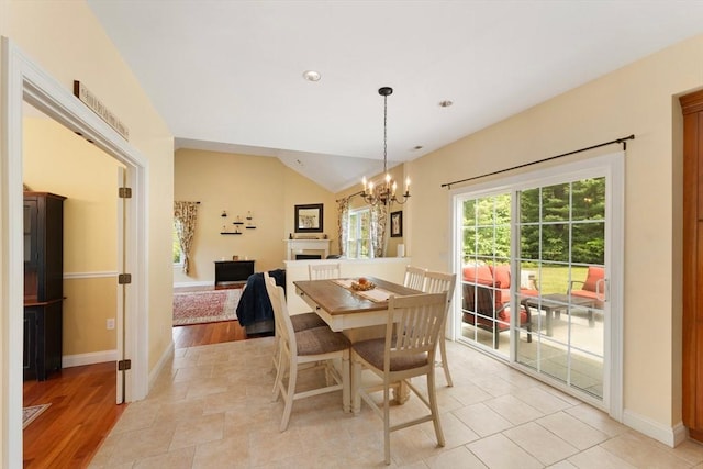 55 Arbor Rd, Uxbridge, MA 01569 - dining area with a chandelier, baseboards, lofted ceiling, recessed lighting, and light wood finished floors