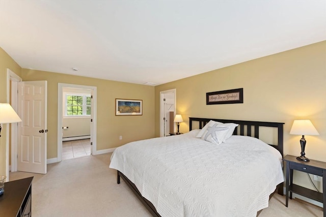 55 Arbor Rd, Uxbridge, MA 01569 - bedroom with baseboard heating, light carpet, and baseboards