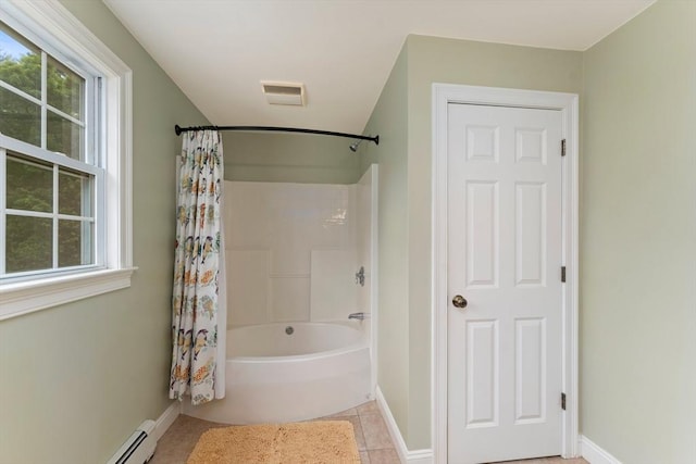 55 Arbor Rd, Uxbridge, MA 01569 - full bathroom with shower / tub combo, healthy amount of natural light, baseboards, and tile patterned floors