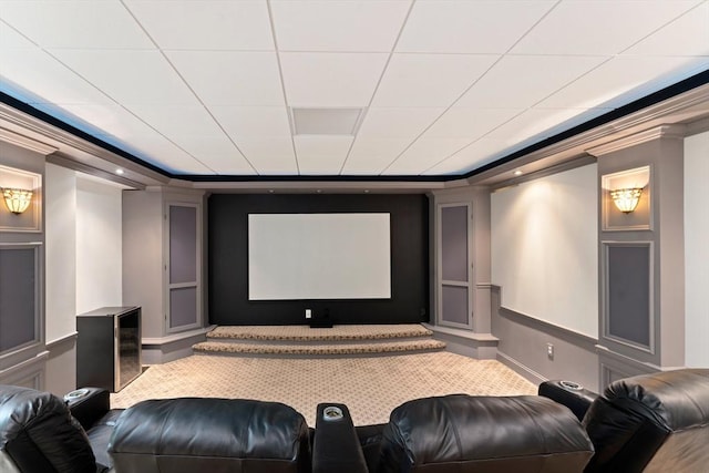 55 Arbor Rd, Uxbridge, MA 01569 - carpeted home theater featuring crown molding, baseboards, and a raised ceiling