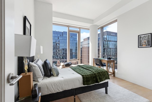 bedroom featuring light hardwood / wood-style flooring