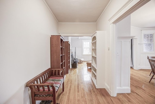 34 Garrison Rd Unit 4, Brookline, MA 02445 - hallway featuring light wood-type flooring and crown molding